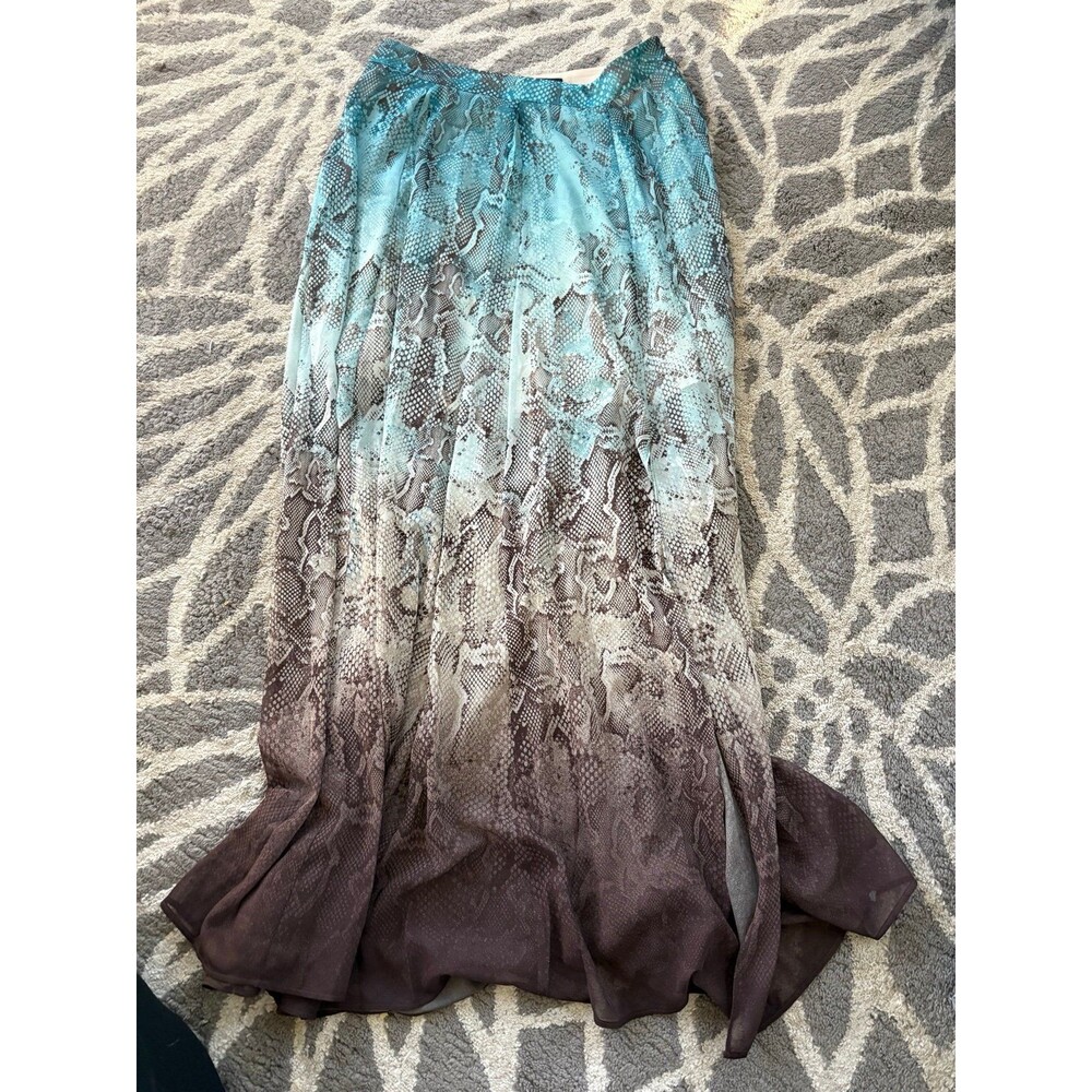Blue and Brown Hombre Snakeskin White House Black Market Midi Skirt